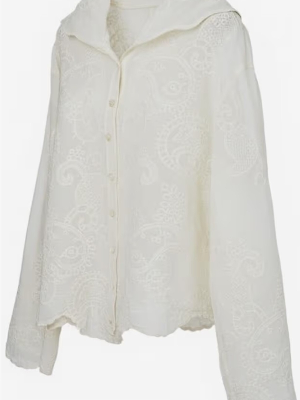*BNWOT*Women's Cream Embroidered Button-Down Top